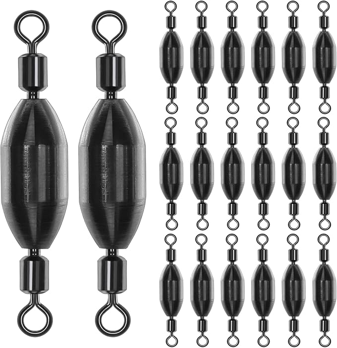 20Pcs Fishing Weights Swivel Brass Sinkers Fishing Weights Saltwater Freshwater Bullet Sinkers Fishing Weight with Swivel Rolling