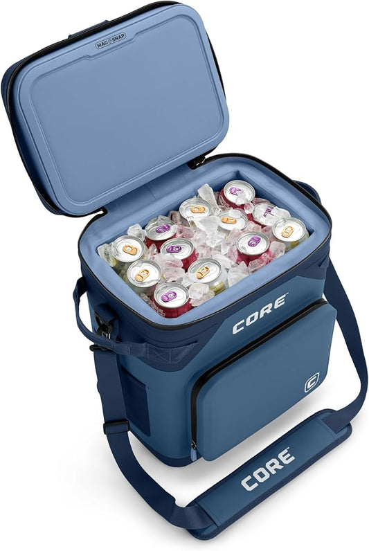 CORE Magnetic Leak Proof Soft Cooler with Waterproof Zipper | Insulated Bag Portable Ice Chest Box | Best Soft Cooler for Food & Beverages for Tailgating, Car Camping, Travel, and Family Beach Picnics