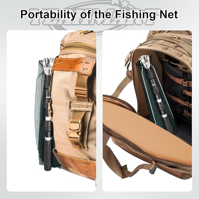 Yeahmart Fishing Landing Net with Telescopic Aluminum Handle Pole, Collapsible Nylon Mesh Minnow Fish Net for Saltwater & Freshwater, Portable Fishing Gear for Kids, Men, Women, Extends 21-75 Inches