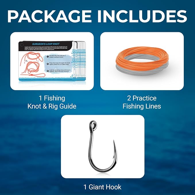 Fishing Knots Pocket Guide – Waterproof Fishing Knot Guide Card with 20 Essential Knots and Rigs – 2.5" x 3.5" Durable Quick Reference – Perfect Pocket Guide Fishing Gift for Anglers