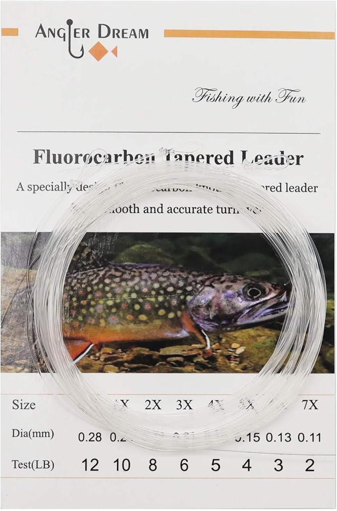 3 Pack Fluorocarbon Fly Leader 9FT 0x/1x/2x/3x/4x/5x/6x/7x Fluorocarbon Tapered Fly Fishing Leader.