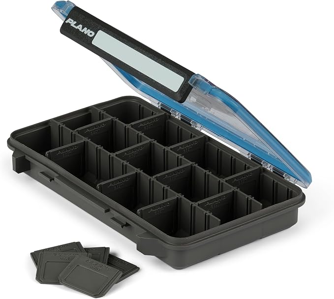 Plano StowAway 3600 Waterproof Stow Tackle Box, 4-Pack, IPX7 Waterproof Rating, with Rustricor, Single Latch Design, Transparent DuraView Lid, Storage for Fishing Bait, Lures and Gear