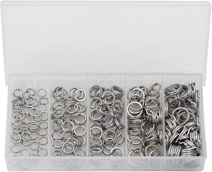GREATFISHING 200PCS High Strength Heavy Stainless Steel Split Ring Lure Connector Swivels Snap with Fishing Pliers 30lb to 120lb Test