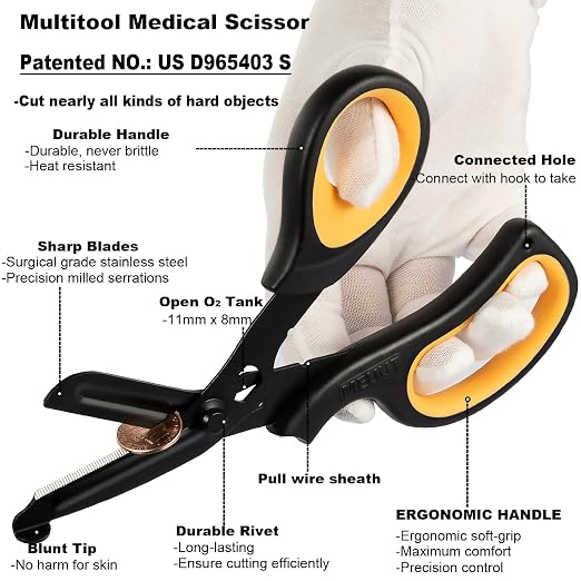 MEUUT 2 Pack Trauma Shears Patented Bandage Scissors for Left and Right Hand - Medical Supplies with 8 inch Heavy Duty Medical Scissors for EMT Workers Nurses