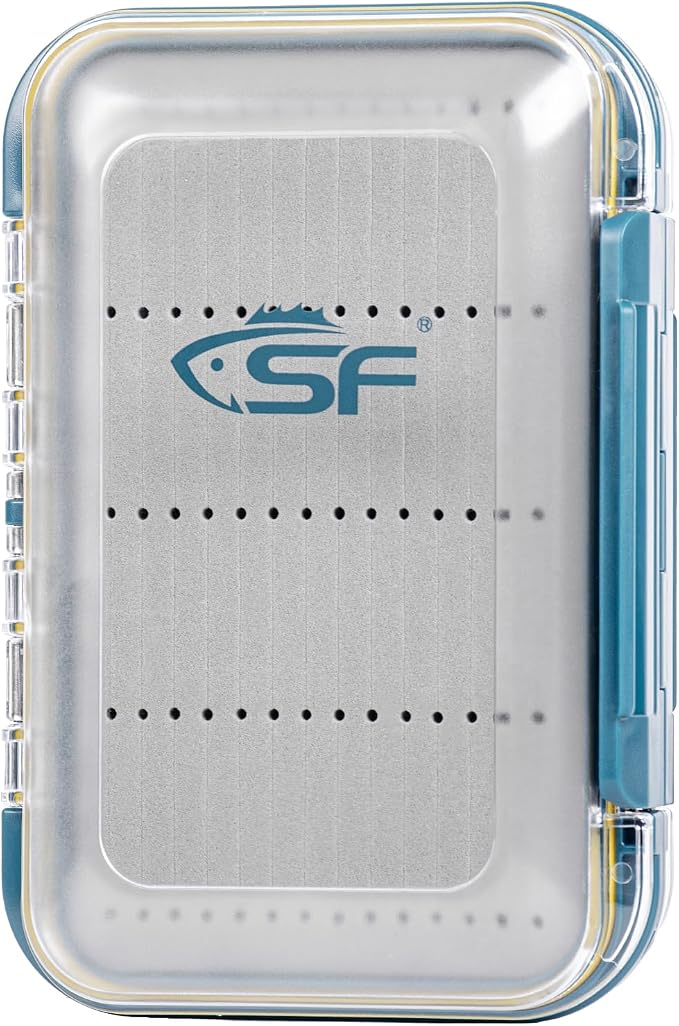 SF Large Waterproof Fly Box - Double Sided Clear Lid - Ice Fishing & Jig Head Tackle Box - Fly Flies (Dry, Wet, Nymph, Streamer) & Foam