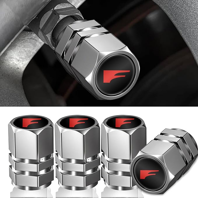 Aluminum 4pcs Compatible with F Sport Tire Valve Stem caps Cover Set for F Sport LINE Car Accessories Decor. (Silver-for-F)