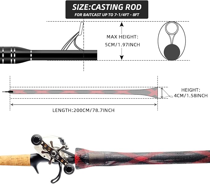 SF Fishing Rod Sock Fishing Rod Sleeve Rod Cover Braided Mesh Rod Protector Pole Gloves Fishing Tools for Spinning Fishing Rod,Casting Rod,Musky Rod, Ice Rod, Fly Rod, Spey Rod