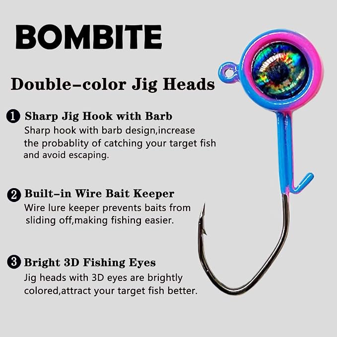 Crappie Jig Heads, 40packs Fishing Jig Heads Hooks Swimbait Jig Head 1/32oz 1/16oz 1/8 oz Fishing Jigs Heads for Crappie Bass Fishing