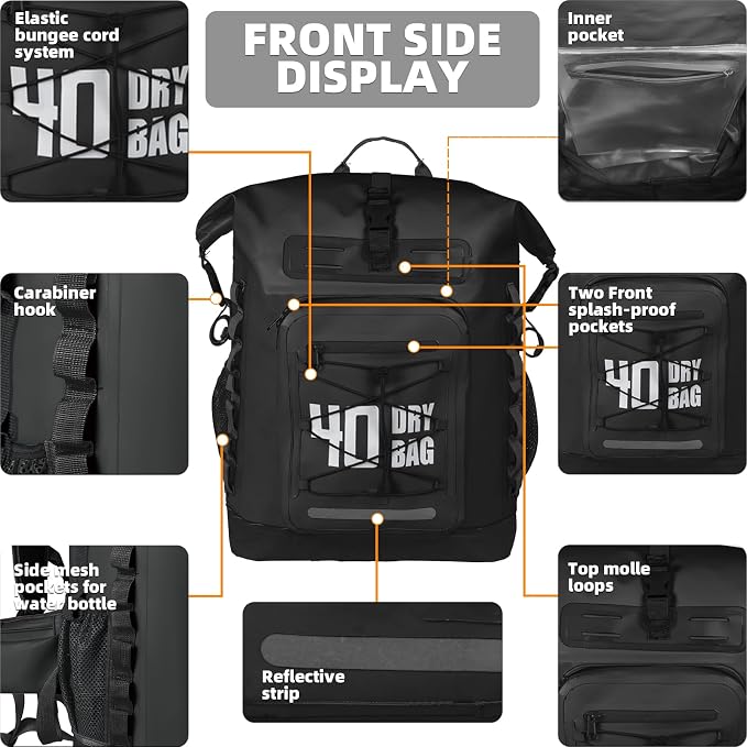 MORXPLOR Dry Bag Waterproof,5L/10L/20L/30L/40L/55L Roll Top Dry Bag Backpack with WaterProof Phone Case for Swim,Kayak
