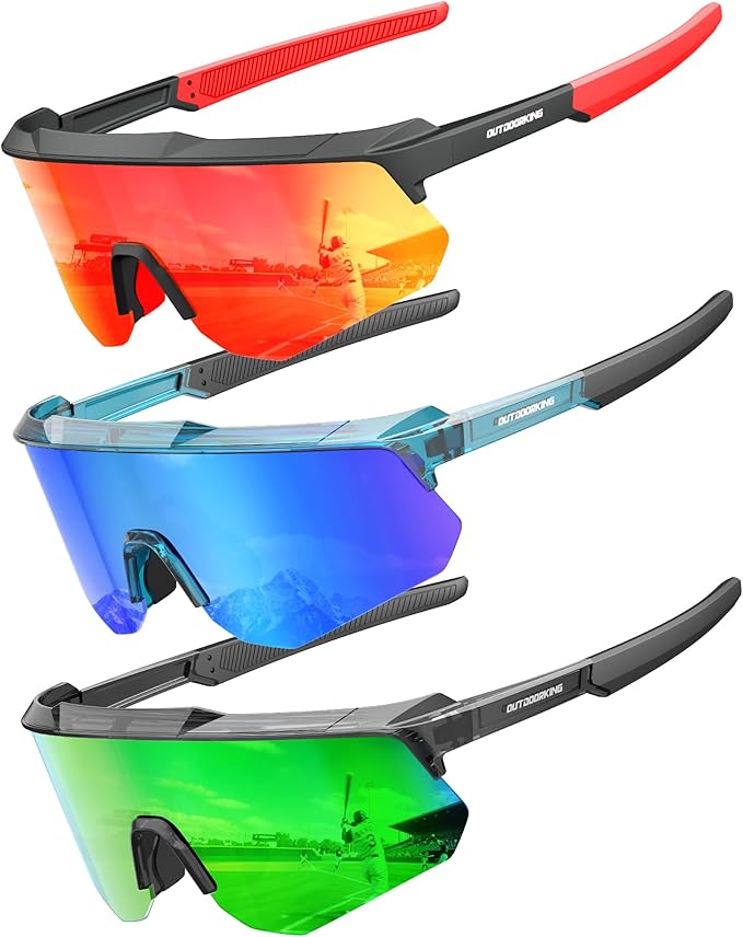 Polarized Sports Sunglasses for Men Women, UV400 Protection Mens Sunglasses Wrap Around Sun Glasses for Cycling Running