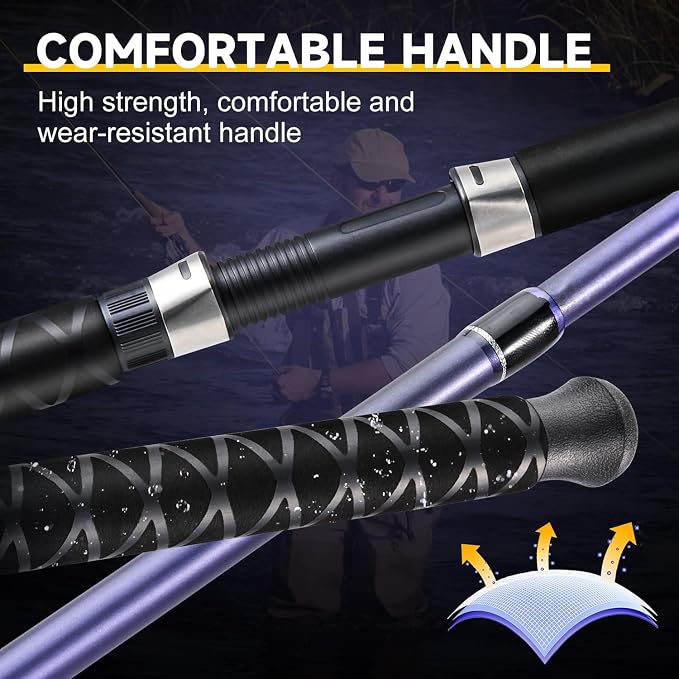 Sougayilang Spinning Rods, Strong Carbon&Glass Composite Fishing Pole with Stainless Steel Line Guides for Catfish- 7'0"