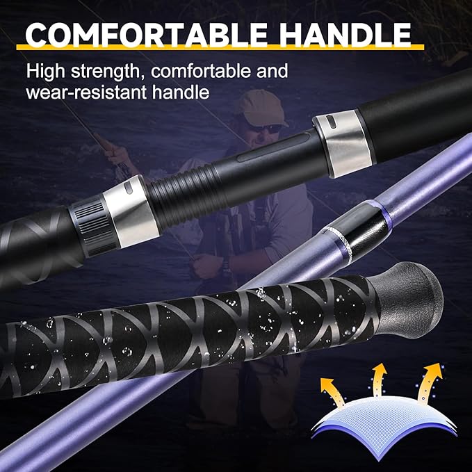 Sougayilang Spinning Rods, Strong Carbon&Glass Composite Fishing Pole with Stainless Steel Line Guides for Catfish- 7'0"