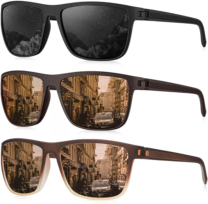 KALIYADI Polarized Sunglasses for Men, Lightweight Sun Glasses with UV Protection for Driving Fishing Golf