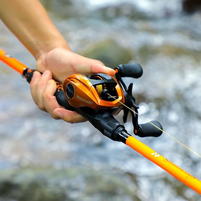 Sougayilang Baitcaster Combo – IM7 Graphite M/MH 2-Piece Travel Rod, 6.3:1 High-Speed Reel,18LB Drag for Bass, Catfish, Trout, Panfish