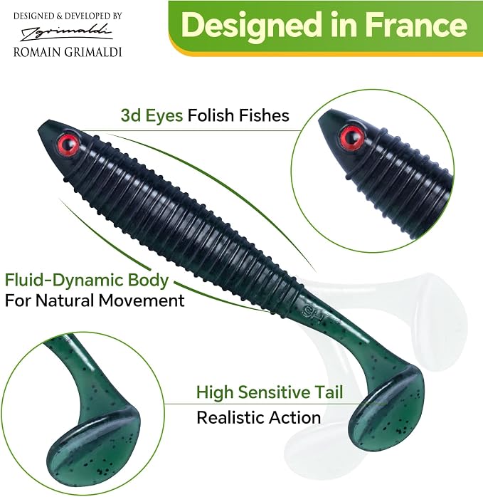 Clearance Bionics-Designed Durable Soft Plastic Fishing Lures Kit with Bonus Accessories, 3/4/5/6 Inch, 9-Type Lifelike Swimbaits in One Gear Set Included Tackle Box for Bass