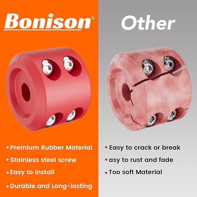Bonison Winch Stopper for Cable. Truck UTV ATV Rubber Winch Cable Stopper, Protects Towing Hook, Synthetic Rope, Cable Line from Wear or Damage, Hawse, Bumper. Red
