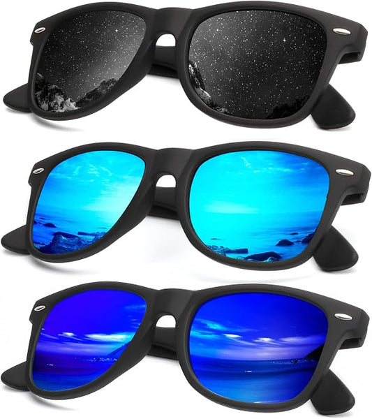 KALIYADI Polarized Sunglasses for Men and Women Matte Finish Sun glasses Color Mirror Lens UV Blocking (3 Pack)