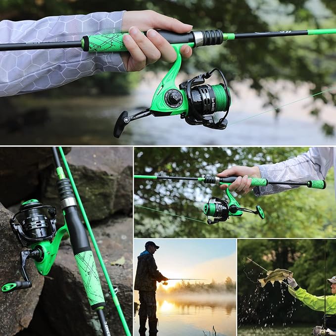 One Bass Fishing Rod and Reel Combo, Spinning Combo with SuperPolymer Handle