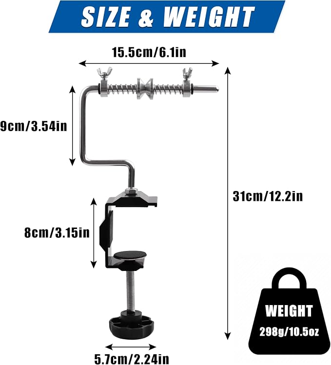 Fishing Line Spooler Portable Fishing Line Winder Spooler Machine Adjustable Stable Reel Spooler with Clamp Spooling Station System for Spinning Casting Reels