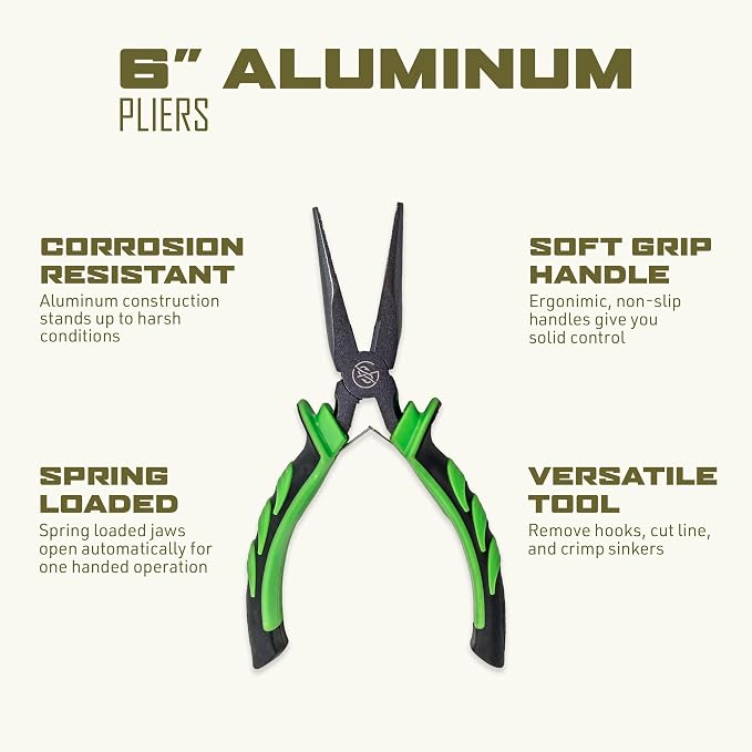 Googan Squad Fishing Tools - Aluminum Pliers, Stainless Steel Fillet Knife, Digital Fish Scale and Tackle Kit for Freshwater and Saltwater Anglers