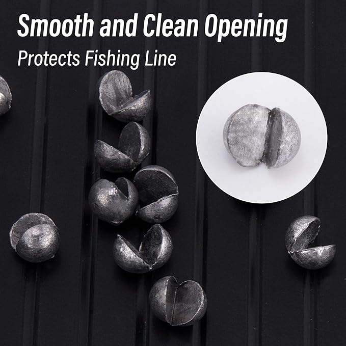 Dr.Fish 100 Pack Round Split Shot Weights Fishing Sinker Clip on Line Weight Tackle Fly Fishing Freshwater Saltwater