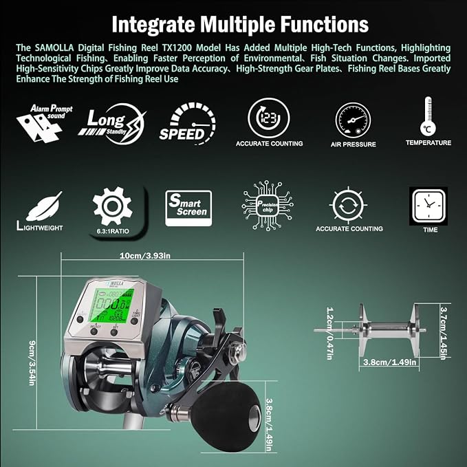 Digital Baitcasting Fishing Reel with LCD Display,8 oz Ultralight Electric Baitcaster Reel, 22-35 Lb Max Drag,6.3:1/7.2:1 Gear Ratio,Left/Right Handed,Compact Design for Freshwater & Saltwater