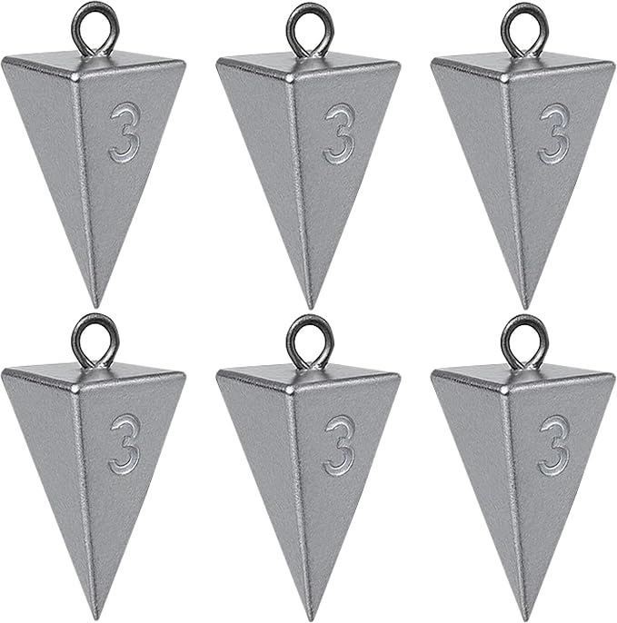 Pyramid Sinkers for Surf & Saltwater Fishing Weights - Durable Lead Fishing Sinkers, 1oz,2oz,3oz,4oz,5oz,6oz,8oz, Assortment Packs.