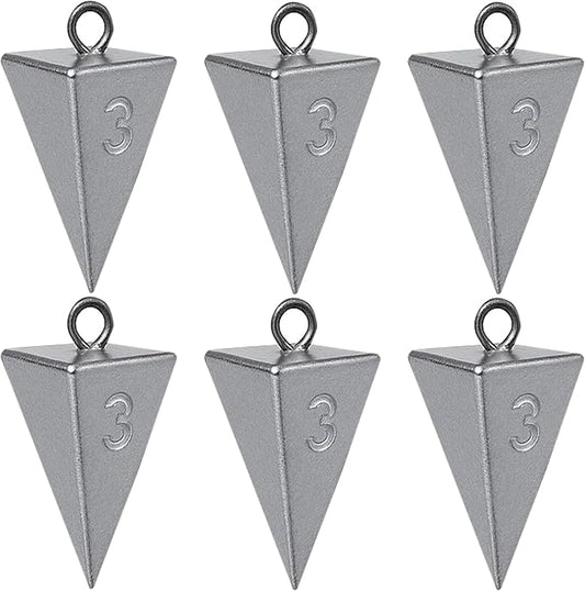 Pyramid Sinkers for Surf & Saltwater Fishing Weights - Durable Lead Fishing Sinkers, 1oz,2oz,3oz,4oz,5oz,6oz,8oz, Assortment Packs.