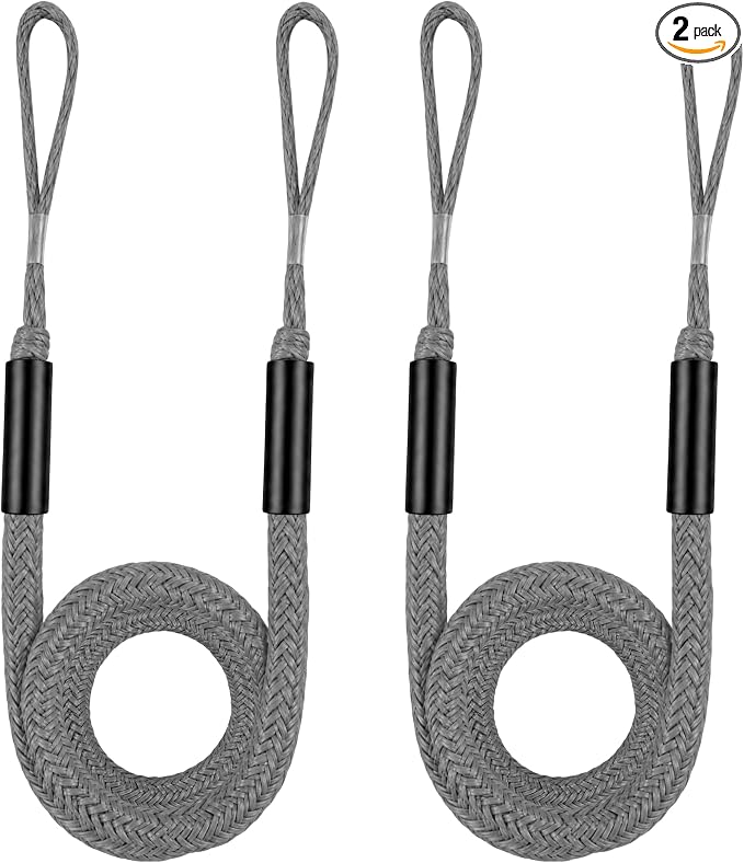 Boat Bungee Dock Lines, Scratch-Free Loop Ends Mooring Rope, Shock Absorbing Pontoon Tie Down Accessories Compatible with Models for Jet Ski（6ft-2 Pack-Gray）