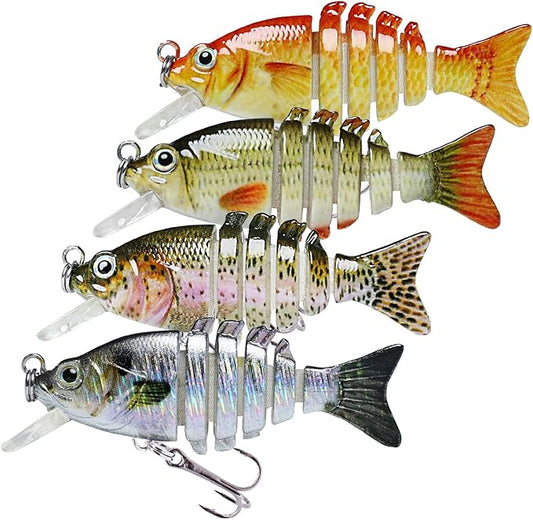 TRUSCEND Swimmax Easy Catch Fishing Lures with BKK Hooks, Wiggling, Vibrating, Rattling and Gurgling for More Bites, Heavy-Duty Dyneema Fiber Jointed Swimbaits for Bass, Trout, Crappie, Walleye, Pike
