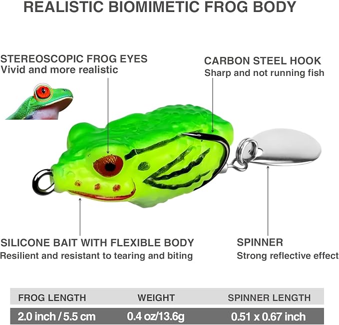 5PCS Frog Lures for TopWater Bass Fishing Lures,Freshwater and Saltwater Fishing Gear Kit for 2026 Surprise Gift