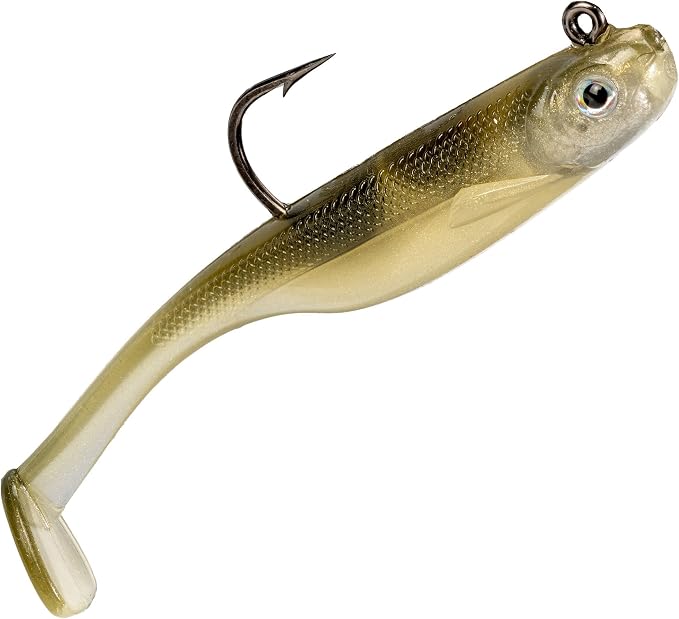 Strike King Homing Minnow Fishing Lure, Pre-Rigged Soft Plastic Swimbait, 3-Pack