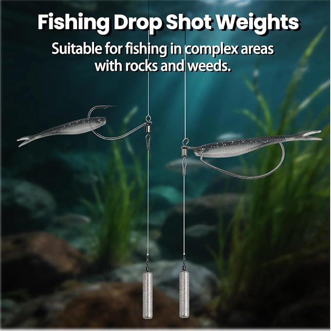 FishTrip 30pcs Swivel Drop Shot Hooks Fishing Rig, EWG Dropshot Hook Rigging for Bass Fishing with Swivel Saltwater Freshwater Sizes 4, 3, 2, 1, 1/0, 2/0, 3/0