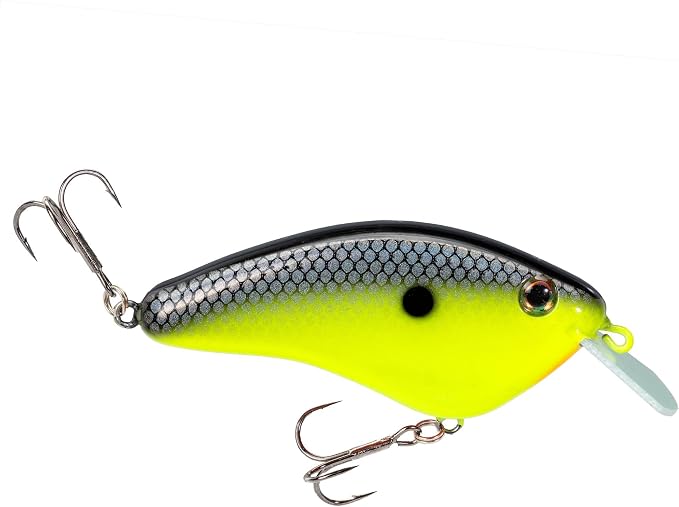 Strike King Hardliner Fishing Lure, Flat Sided Crankbait, Circuit Board Lip, Extra Tight Wobble, Size 4 Treble Hooks