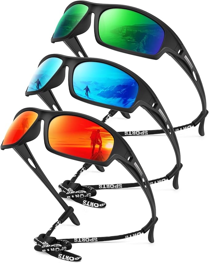 KALIYADI 4 Pack Polarized Sunglasses-Men Sports Sun-glasses: Mens Sunglasses UV Protection for Fishing Driving Cycling
