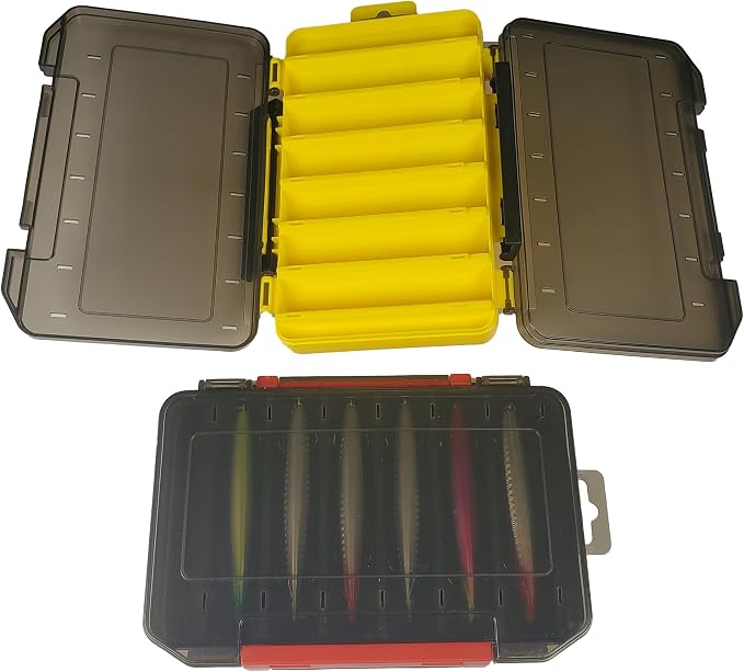 Tackle Box for Hard Baits, Double Sided Hard Lure Storage Case with V Slots Drain Holes, 14 Slots Fishing Organizer for Crankbait Jerkbait Minnow Stickbait (Y1420)