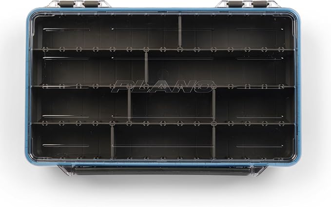 Plano StowAway 3700 Waterproof Stow Tackle Box, IPX7 Waterproof, with Rustricor, Single Latch Design, Transparent DuraView Lid, Stackable Storage for Fishing Bait, Lures and Gear