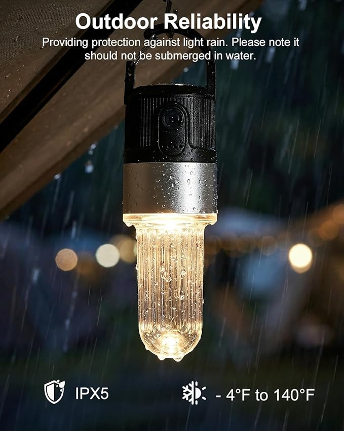 Livinlarge Led Camping Lantern USB Rechargeable,Portable Tent Lamp Emergency Lights with Hook,4 Lighting Modes,with Magnetic Attachment Feature,for Hiking,Party,Camp,Fishing,Power Failure,4 Pack