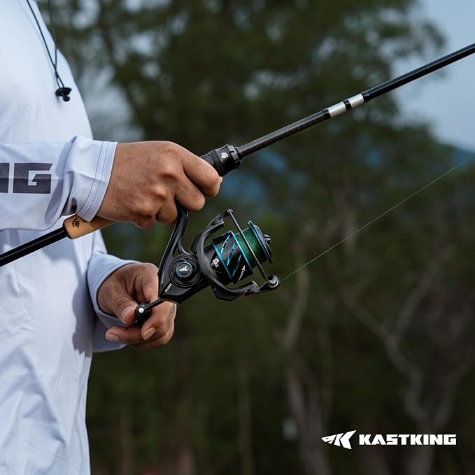 KastKing Verus Spinning Reel, Ultra-Lightweight 5oz Fishing Reel, 5.2:1/6.2:1 Gear Ratio, Aerodynamic Reel Rotor, 10+1 Stainless Steel Bearings, Lightweight Nylitech Body&Rotor, Carbon Fiber Drag