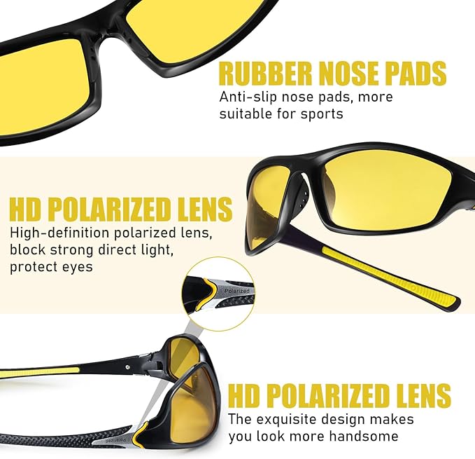 TOODOO 4 Pairs Men Polarized Sunglasses with UV Protection Driving Glasses Sports for Sport Outdoor Activities