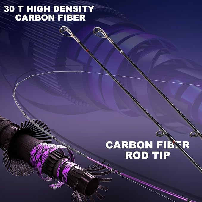 Sougayilang Fishing Rod and Reel Combo，Baitcaster Combo,5.9ft/6.9ft Carbon Fishing Pole,Lightweight Aluminum Spool Reel,Stainless-Steel Guides & Ergonomic Cork Grip