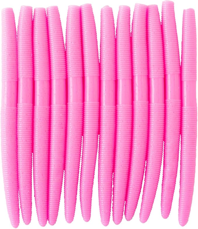 Senko Bait Soft Plastic Lures 5" Senkos 24 Pcs/100pcs for Wacky Rig Freshwater Fishing Green Pumpkin senko with Black Flake Pink Watermelon Double Color