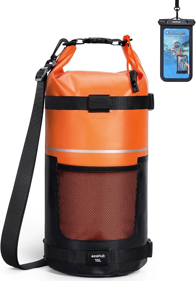 ECOHUB Waterproof Dry Bag for Women Men, 5L/10L/20L Roll Top Lightweight Dry Storage Bag Backpack for Travel Kayaking Hiking Floating with Waterproof Phone Case