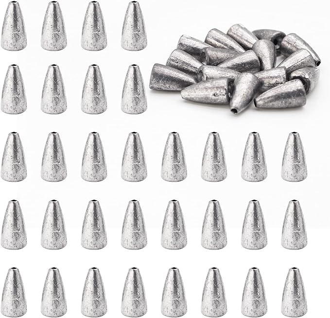 Fishing Weight Sinkers, 50pcs/55pcs Lead Worm Weights Fishing Sinkers for Bass Fishing Texas Rigs(2g/3.5g/5g/7g)