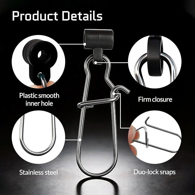 FishTrip Sinker Slides for Fishing Rigs - 25/50/100pcs Duo Lock Snaps for Fishing Line Heavy Duty Weights Sinkers Saltwater Connector Accessories