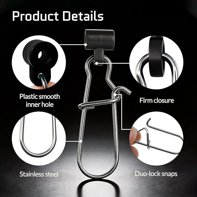FishTrip Sinker Slides for Fishing Rigs - 25/50/100pcs Duo Lock Snaps for Fishing Line Heavy Duty Weights Sinkers Saltwater Connector Accessories
