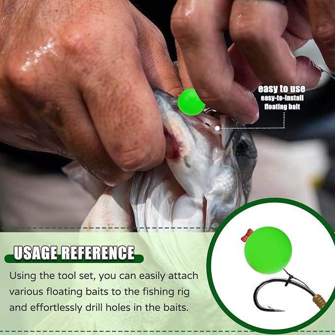 YOTO Carp Fishing Tool Kit & Equipment - Professional Baiting Rig Tools Set with Hook Needles, Bait Drill and 2 Boilie Stoppers - Multiple Styles: Standard, Silicone Grip & Night Glow