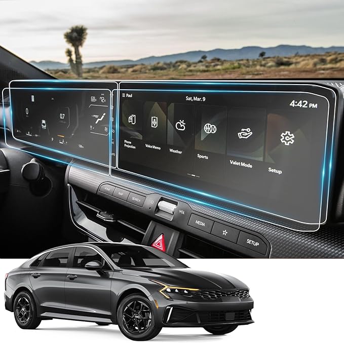 2026 Kia K5 GT Line Screen Protector Antiglare for 2025 2026 Kia K5 (LXS, GT-Line, GT, EX) 12.3" Infotainment & instrument Cluster Split Screen Saver for 2025 Kia K5 GT Line Accessories Nano 4 Pack