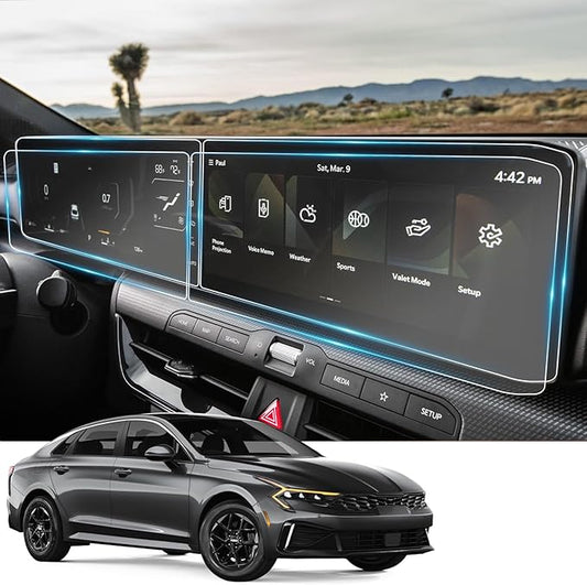2026 Kia K5 GT Line Screen Protector Antiglare for 2025 2026 Kia K5 (LXS, GT-Line, GT, EX) 12.3" Infotainment & instrument Cluster Split Screen Saver for 2025 Kia K5 GT Line Accessories Nano 4 Pack