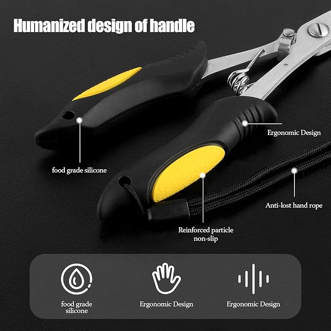 Hikary Long Nose Fishing Pliers,Ice Fishing Gear,Stainless Steel Hook Remover Braid Cutter Rustproof Fishing Multi-Tools Fishing Gripper for Freshwater Saltwater